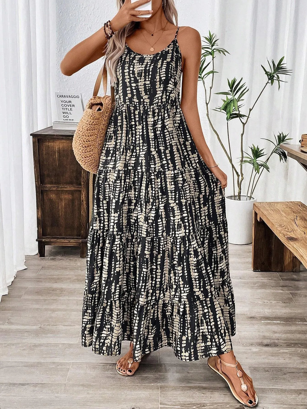 Summer New 2026 Women's Wear Fashion Printed Dress with Suspender Elegant Casual Style for Ladies